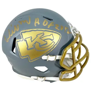 Willie Roaf Signed HOF 2012 Inscription Kansas City Chiefs Slate Alternate Speed Mini Football Helmet (Beckett)