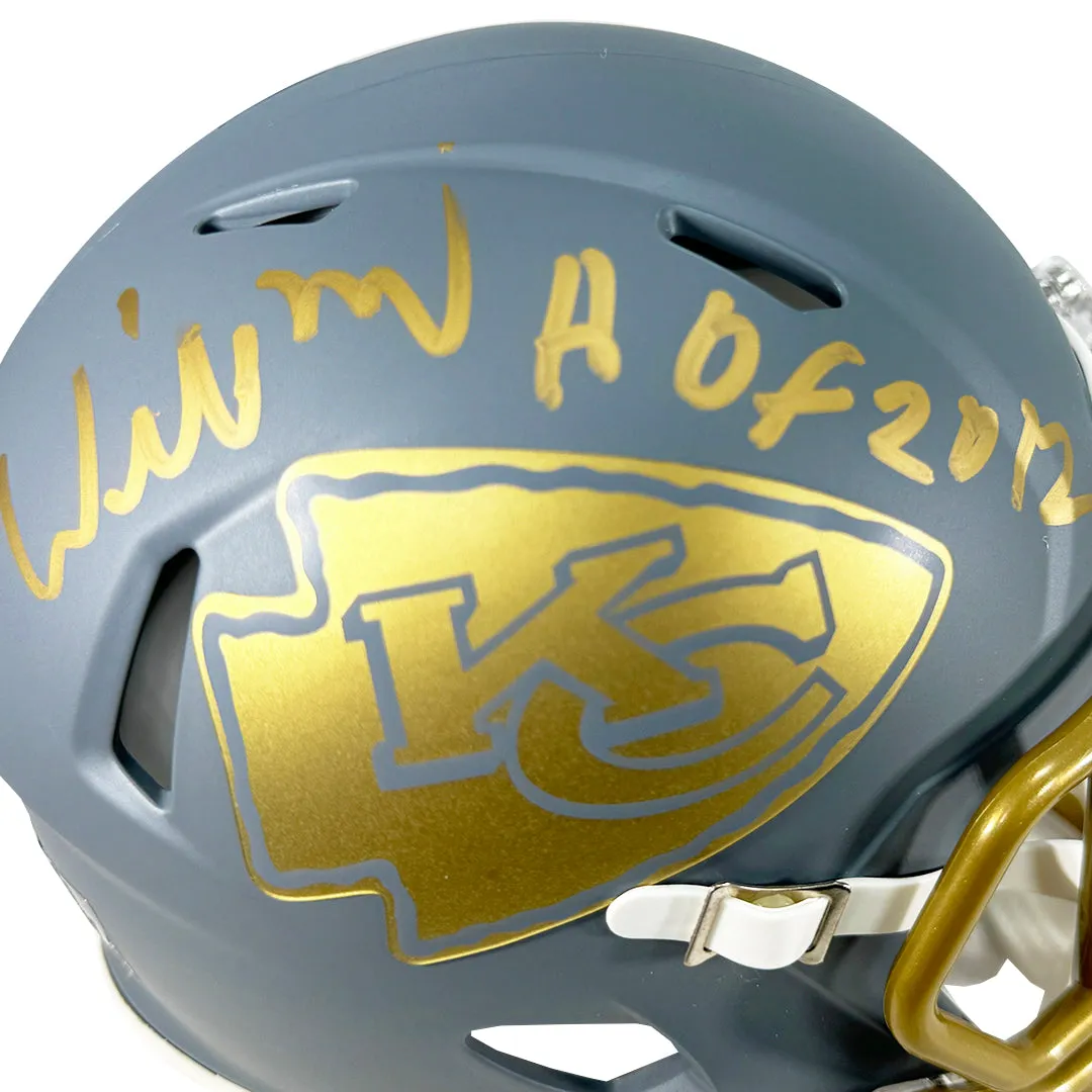 Willie Roaf Signed HOF 2012 Inscription Kansas City Chiefs Slate Alternate Speed Mini Football Helmet (Beckett)