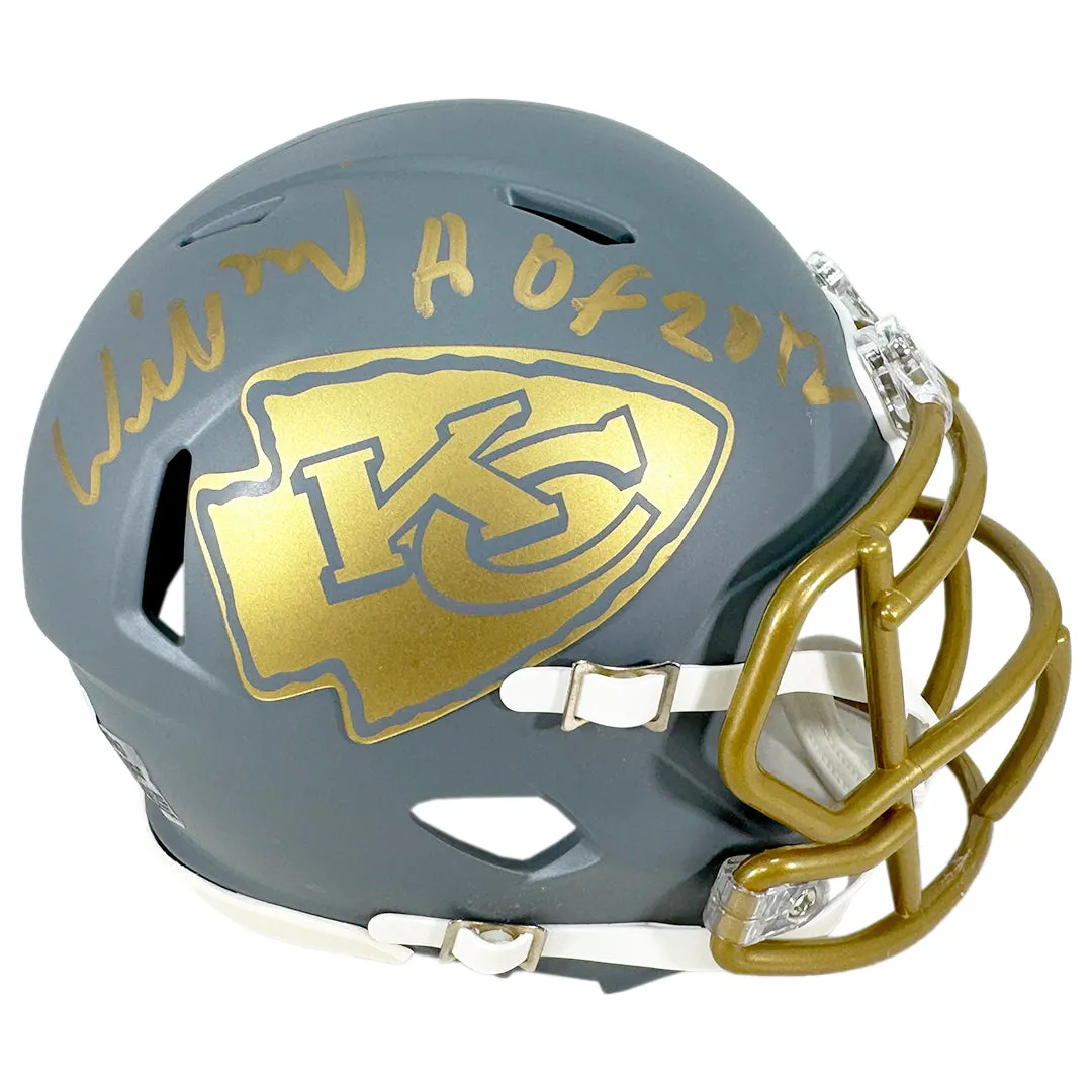 Willie Roaf Signed HOF 2012 Inscription Kansas City Chiefs Slate Alternate Speed Mini Football Helmet (Beckett)