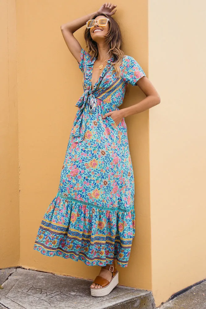 Windmill Way Maxi Dress Aqua