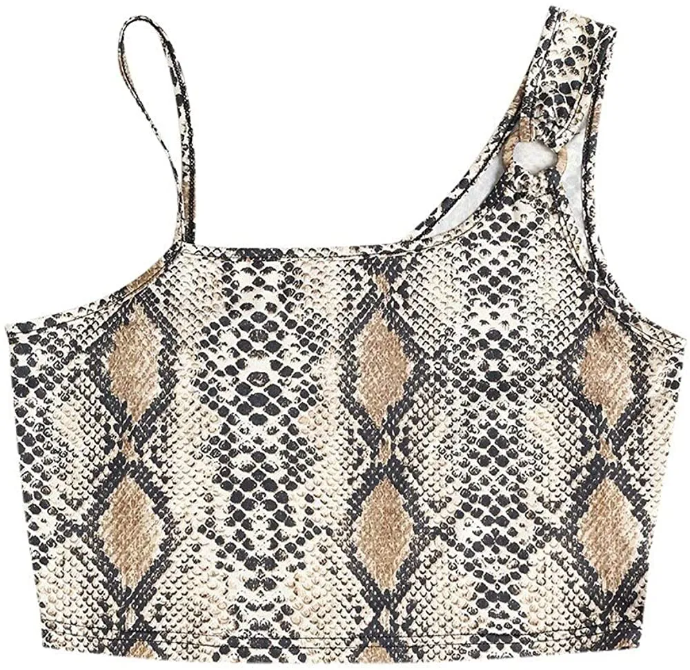 ZAFUL Women's Butterfly Crop Top Shoulder Tie Ruffle Cami Tank Top