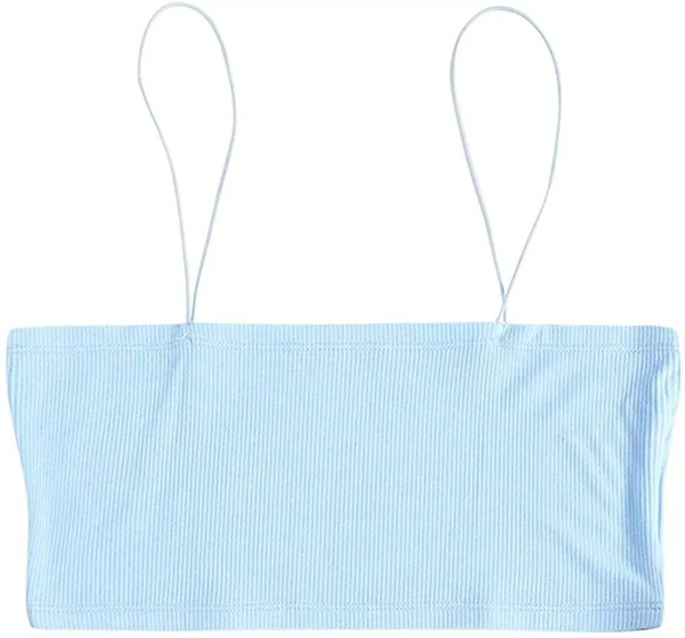 ZAFUL Women's Butterfly Crop Top Shoulder Tie Ruffle Cami Tank Top
