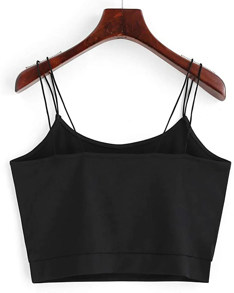 ZAFUL Women's Butterfly Crop Top Shoulder Tie Ruffle Cami Tank Top